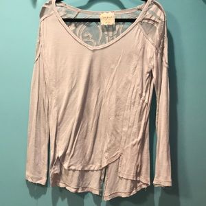 Free People Grey Lace Long-sleeve